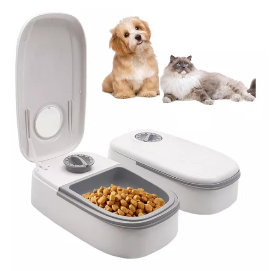 Comedero y bebedero con temporizador para mascotas