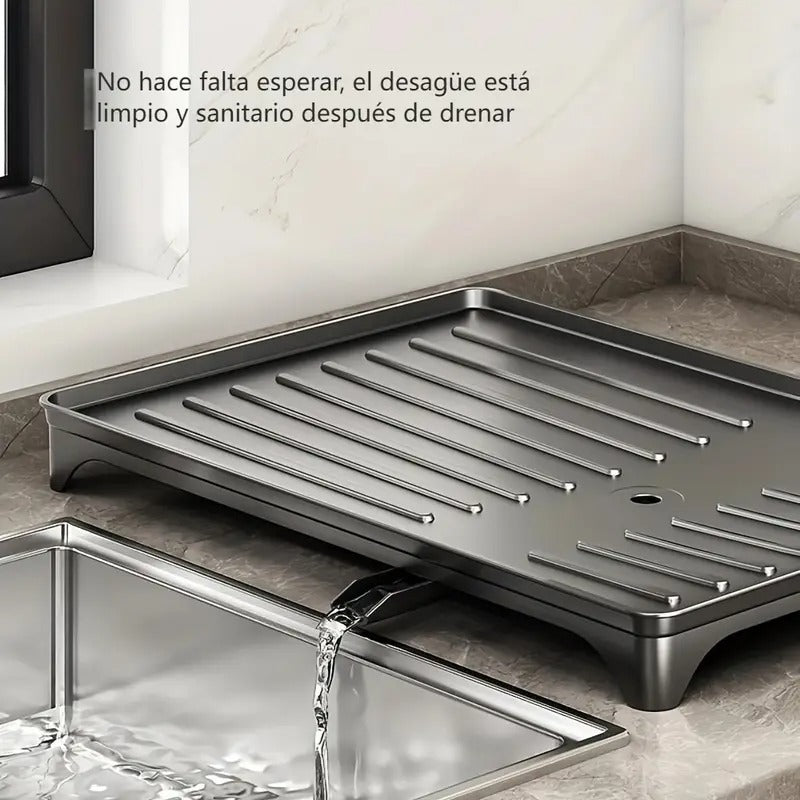 Organizador, escurridor de platos, con drenaje de medidas