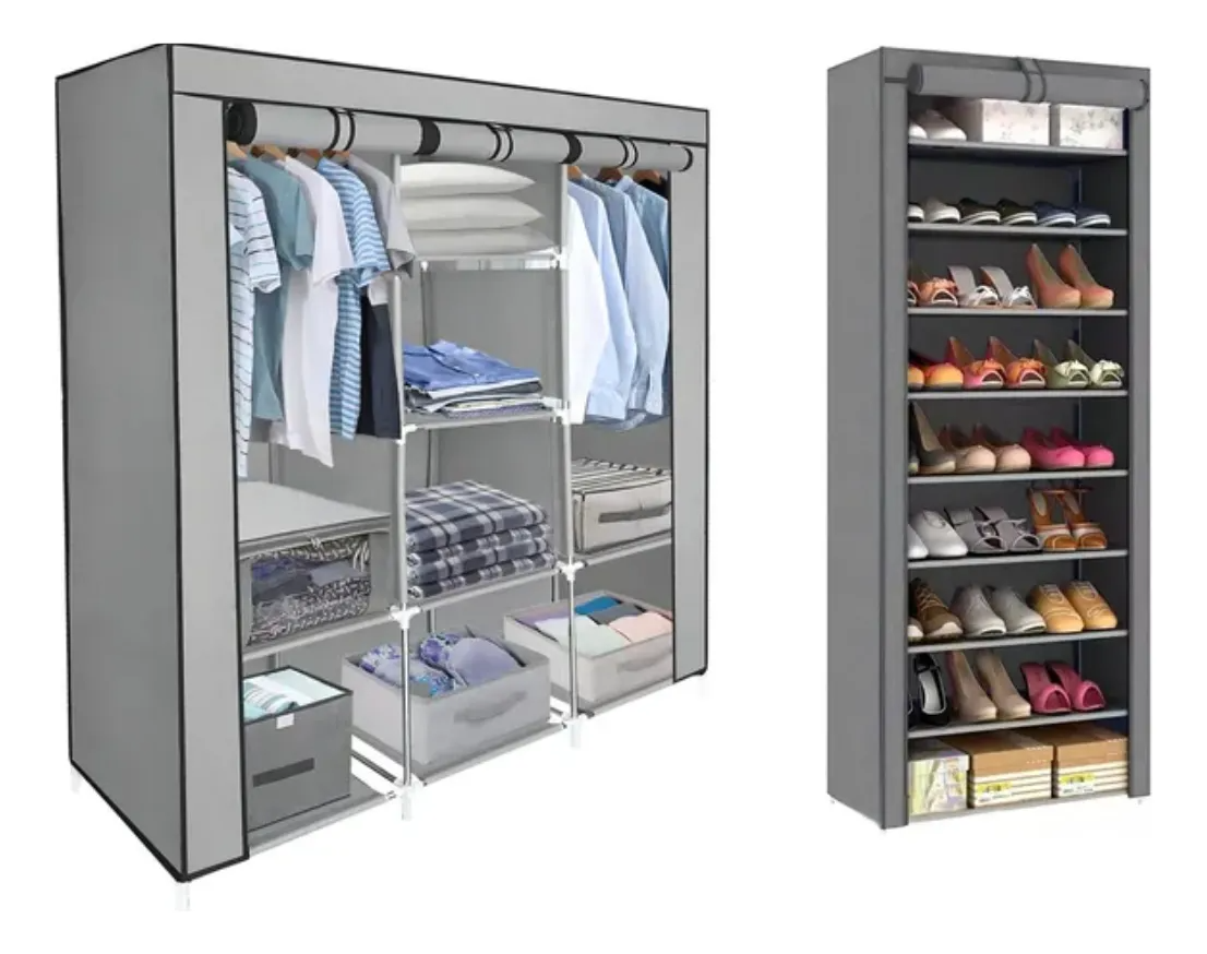 Combo Armario 3 Cuerpos + Zapatero de Tela – Organización Tu habitación con estilo