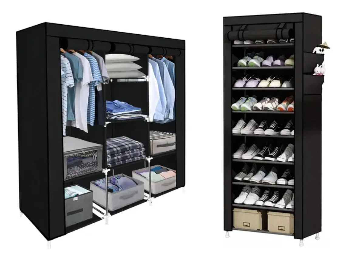 Combo Armario 3 Cuerpos + Zapatero de Tela – Organización Tu habitación con estilo