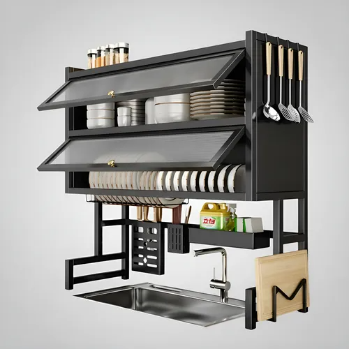 Escurridor de Platos de 2 Niveles con Tapa Abatible