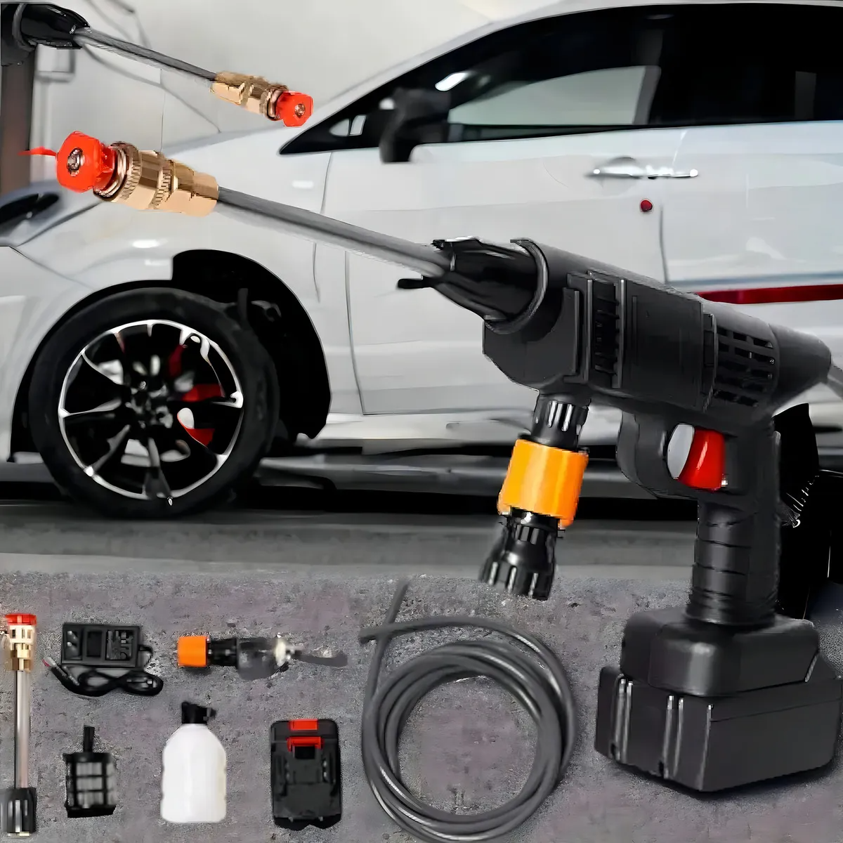 Hidrolavadora portatil, inalambrica de 2 baterias