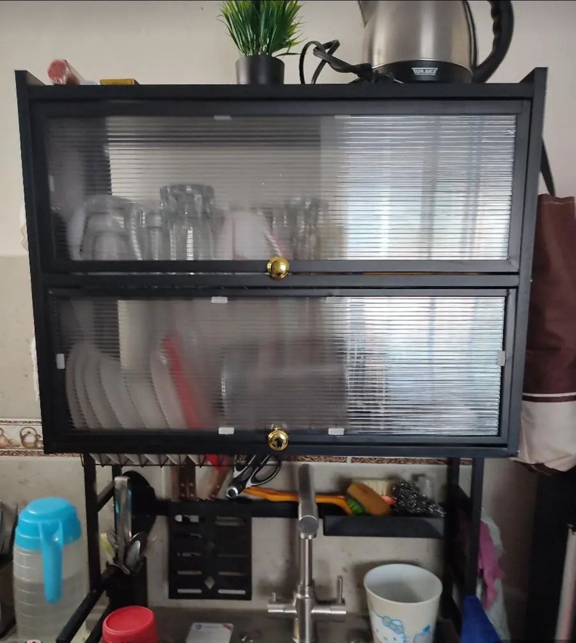 Escurridor de Platos de 2 Niveles con Tapa Abatible