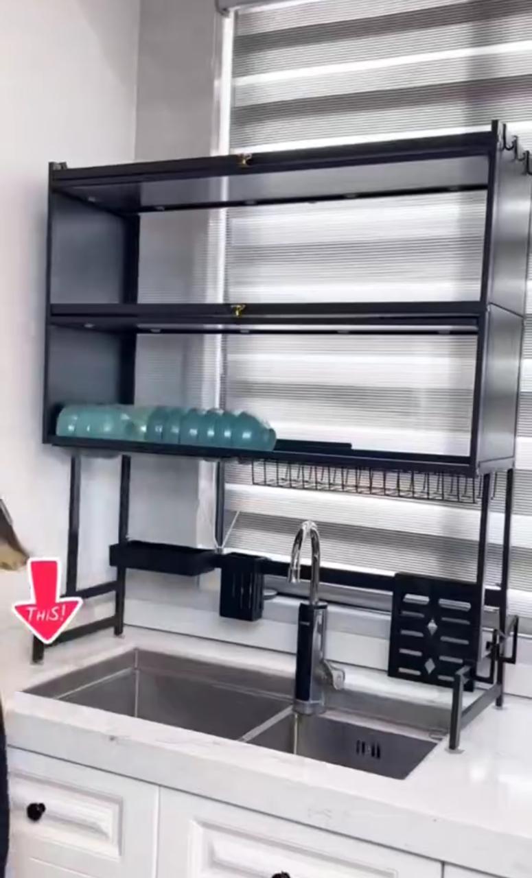 Escurridor de Platos de 2 Niveles con Tapa Abatible