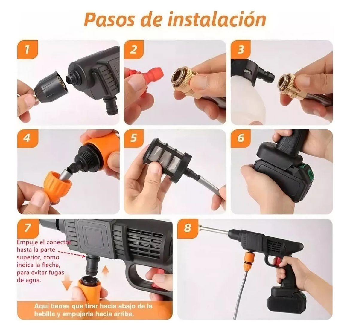 Hidrolavadora portatil, inalambrica de 2 baterias