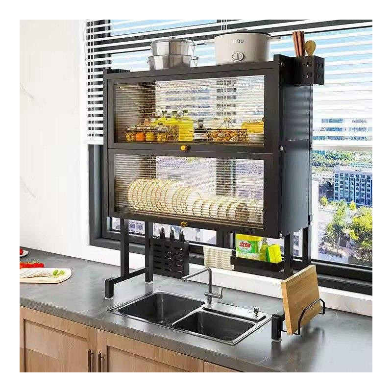 Escurridor de Platos de 2 Niveles con Tapa Abatible